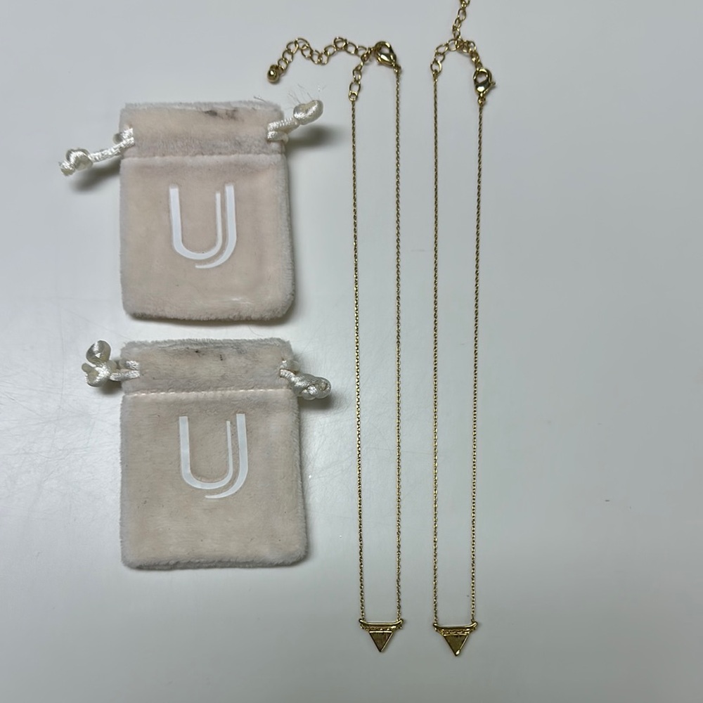 2 Uncommon James Gold Triangle Pendant Necklaces